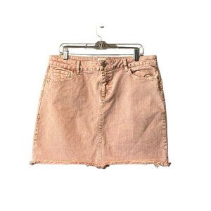 Wash Lab Denim Pink Mini Jean Skirt Size 32 Frayed Hem Party Sexy Casual Raw Hem